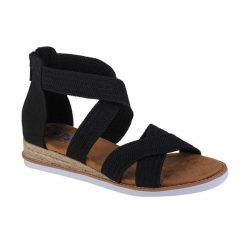 Sandały damskie, Desert Kiss - Desert Nights. Czarne sandały damskie Skechers, bez wzorów, bez obcasa, bez zapięcia. Za 279.99 zł.