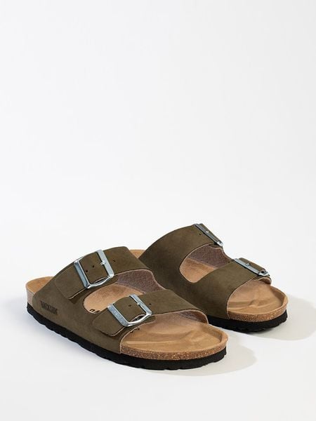 BACKSUN Klapki "Bali" w kolorze khaki rozmiar: 37. Brązowe klapki damskie Backsun, bez wzorów, z otwartym noskiem, bez obcasa, bez zapięcia. Za 140.20 zł.