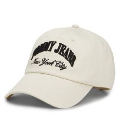 Czapka z daszkiem Tommy Jeans. Brązowe czapki z daszkiem damskie Tommy Jeans, bez wzorów, z jeansu. Za 219.99 zł.