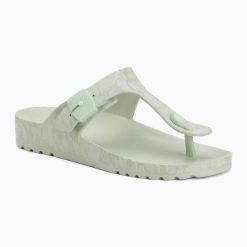 Japonki damskie Scholl Bahia PriEVA. Zielone klapki damskie Scholl, bez wzorów, bez obcasa, bez zapięcia. Za 159.99 zł.