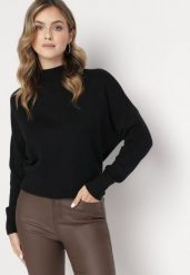 Czarny Golf o Luźnym Fasonie ze Ściągaczami Landelina. Czarne golfy damskie Born2be, bez wzorów, bez ramiączek. Za 84.99 zł.