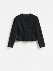 Krótka marynarka - czarny. Czarne marynarki i żakiety damskie Reserved, l, bez wzorów, z tkaniny. Za 249.99 zł.