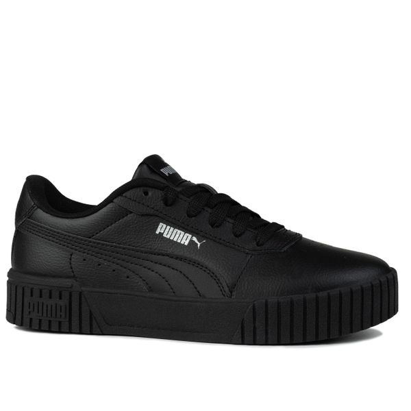 Buty damskie sportowe trampki Puma CARINA. Czarne obuwie sportowe casual damskie Puma, bez wzorów, bez zapięcia. W wyprzedaży za 199.00 zł.
