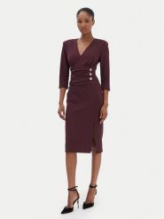 Rinascimento Sukienka koktajlowa CFC0020161002 Bordowy Slim Fit. Czerwone sukienki damskie Rinascimento, bez wzorów, z syntetyku, wizytowe, bez ramiączek. Za 579.99 zł.