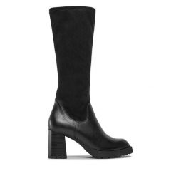 Kozaki Caprice. Czarne kozaki damskie Caprice, bez obcasa, na słupku, bez zapięcia. Za 279.99 zł.