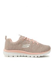 Skechers Sneakersy Twisted Fortune 12614/NTCL Beżowy. Brązowe obuwie sportowe damskie Skechers, z materiału, bez zapięcia. Za 169.00 zł.