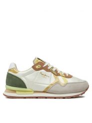 Pepe Jeans Sneakersy Brit Print W PLS40010 Biały. Białe obuwie sportowe damskie Pepe Jeans, z jeansu, bez zapięcia. Za 349.99 zł.