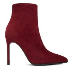 Botki Eva Minge. Czerwone botki damskie Eva Minge, bez obcasa, na szpilce, bez zapięcia. Za 429.99 zł.