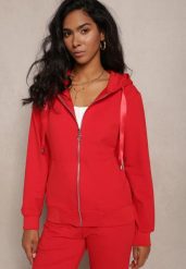 Czerwona Rozsuwana Bluza z Kapturem Lecua. Czerwone bluzy damskie Renee, xl, bez wzorów, z kapturem. Za 74.99 zł.
