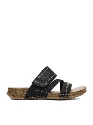 Rieker Klapki 61150-01 Czarny. Czarne klapki damskie Rieker, bez wzorów, ze skóry, bez obcasa, bez zapięcia. Za 249.99 zł.