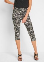 Legginsy capri z mieszanki bawełny. Czarne legginsy damskie bonprix, bez wzorów, z bawełny. Za 67.99 zł.
