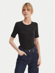 Calvin Klein T-Shirt Varigated LV044F211G Czarny Slim Fit. Czarne t-shirty damskie Calvin Klein, l, bez wzorów, z bawełny, bez kołnierzyka. Za 289.99 zł.