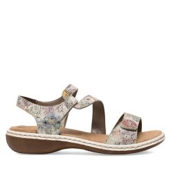 Sandały Rieker. Sandały damskie Rieker, bez wzorów, bez obcasa, na płaskiej podeszwie, bez zapięcia. Za 299.99 zł.