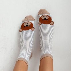 Skarpetki damskie duże głowy misia 840 BE. Brązowe skarpetki damskie Milena, bez wzorów, z bawełny. Za 15.90 zł.