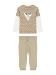 Guess Komplet bluzka i spodnie N6YG02 K4077 Beżowy Regular Fit. Brązowe t-shirty i koszulki chłopięce Guess, z aplikacjami, z bawełny, bez kołnierzyka, bez ramiączek. Za 214.99 zł.