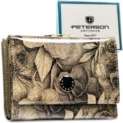 Portfel damski Peterson PTN PS15-09-FDS złoty. Żółte portfele damskie Peterson, bez wzorów, ze skóry. Za 104.99 zł.