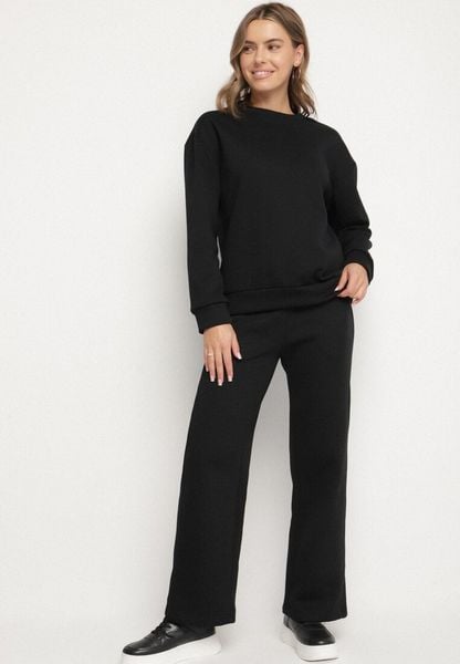 Czarny Bawełniany Komplet Dresowy Oversize z Ociepleniem Bluza i Spodnie Cantila. Czarne bluzy damskie Born2be, m, bez wzorów, z bawełny, bez kaptura. Za 129.99 zł.
