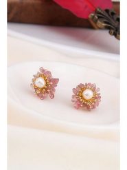 Pierres delicates Kolczyki-wkrętki w kolorze białym z perłami i kwarcem różowym rozmiar: onesize. Różowe kolczyki damskie Pierres delicates, z kwarcem, z mosiądzu. Za 48.95 zł.