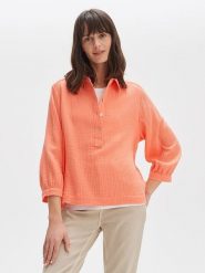 OPUS Bluzka w kolorze pomarańczowym rozmiar: 44. Pomarańczowe bluzki damskie Opus, bez wzorów, z bawełny, bez kołnierzyka, bez ramiączek. Za 143.99 zł.