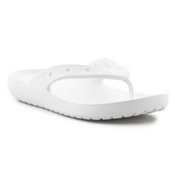 Japonki Crocs Classic Flip V2 209402-100 białe. Białe klapki damskie bez wzorów, bez obcasa, bez zapięcia. Za 223.31 zł.