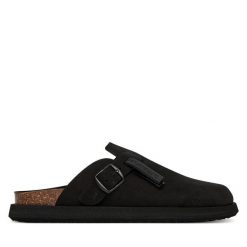 Klapki D.Franklin. Czarne klapki damskie D.Franklin, bez wzorów, bez obcasa, bez zapięcia. Za 459.99 zł.