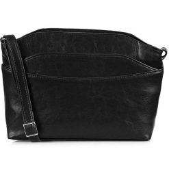 Torebka skórzana damska listonoszka DAN-A T11 czarna. Czarne shopper bag DAN-A, bez wzorów, ze skóry, małe, bez dodatków. Za 229.99 zł.