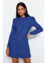 Trendyol Sukienka w kolorze niebieskim rozmiar: 40. Niebieskie sukienki damskie Trendyol, bez wzorów, z bawełny, bez ramiączek. Za 105.63 zł.