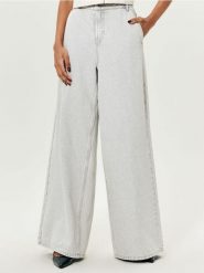 Jeansy wide leg high waist - szary. Szare jeansy damskie Sinsay, z podwyższonym stanem. W wyprzedaży za 39.99 zł.