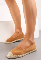 Brązowe Klasyczne Espadryle na Płaskiej Plecionej Podeszwie Kavissa. Brązowe espadryle damskie Renee, bez wzorów, bez obcasa, na płaskiej podeszwie. Za 39.99 zł.