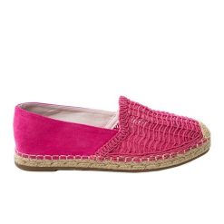 Różowe espadryle ażurowe na platformie. Czerwone espadryle damskie w ażurowe wzory, z tkaniny, bez obcasa, na platformie. Za 92.85 zł.