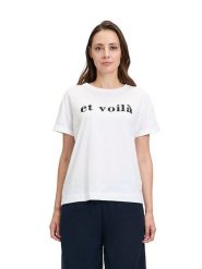 BETTY & CO Koszulka w kolorze białym rozmiar: M. Białe bluzki damskie Betty & Co, m, bez wzorów, z bawełny, bez kołnierzyka, bez ramiączek. Za 81.95 zł.
