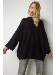 Happiness Istanbul Sweter w kolorze czarnym rozmiar: onesize. Czarne swetry klasyczne damskie Happiness Istanbul, ze splotem, bez kołnierzyka. Za 86.37 zł.