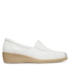 Półbuty Caprice. Białe czółenka damskie Caprice, bez wzorów, bez obcasa, na koturnie. Za 339.99 zł.