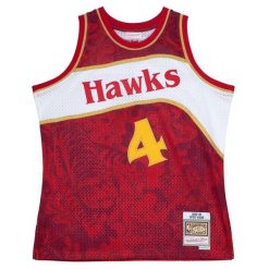 Koszulka NBA Atlanta Hawks Spud Webb. Czerwone koszulki damskie Mitchell & Ness, bez wzorów, bez kołnierzyka, bez ramiączek. Za 636.50 zł.