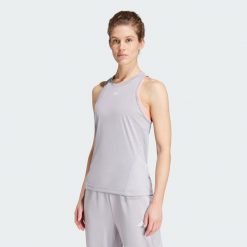 Koszulka Designed for Training Tank. Niebieskie bluzki damskie Adidas, s, bez wzorów, z materiału, bez kołnierzyka, bez ramiączek. Za 149.00 zł.