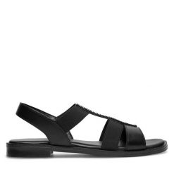 Sandały Lasocki. Czarne sandały damskie Lasocki, bez wzorów, bez obcasa, na płaskiej podeszwie, bez zapięcia. Za 129.99 zł.