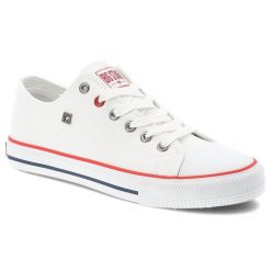 Białe Trampki Big Star Sportowe Obuwie Damskie. Białe trampki damskie Big Star, bez wzorów, z gumy, bez zapięcia. Za 119.00 zł.
