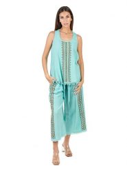 Isla Bonita by SIGRIS Bluzka w kolorze turkusowym rozmiar: XL. Niebieskie bluzki damskie Isla Bonita by SIGRIS, xl, bez wzorów, z bawełny, bez kołnierzyka, bez ramiączek. Za 114.17 zł.
