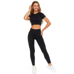 Czarny Damski Sportowy Komplet Top+Legginsy Moraj. Czarne legginsy sportowe damskie Moraj, l, bez wzorów, z tkaniny, z podwyższonym stanem, na fitness i siłownię. Za 119.00 zł.
