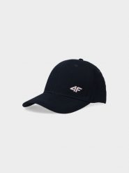 4F Czapka z daszkiem strapback damska - granatowa S. Niebieskie czapki z daszkiem damskie 4F, na lato, bez wzorów, z bawełny. W wyprzedaży za 29.99 zł.