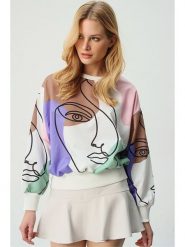 Trend Alacati Bluza w kolorze białym ze wzorem rozmiar: S. Białe bluzy damskie Trend Alacati, s, bez wzorów, bez kaptura. Za 52.42 zł.