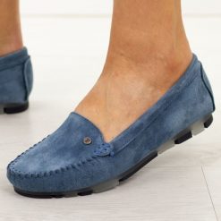 Niebieskie skórzane mokasyny damskie Filippo Dp2037/26. Niebieskie mokasyny damskie Filippo, na lato, z jeansu, z okrągłym noskiem, bez obcasa. Za 199.00 zł.