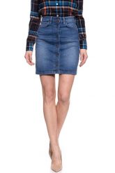 SPÓDNICA JEANSOWA LEE A LINE SKIRT BLUE DROP L38NROEM 112108295. Niebieskie spódnice damskie Lee, l, bez wzorów, z jeansu. W wyprzedaży za 69.99 zł.