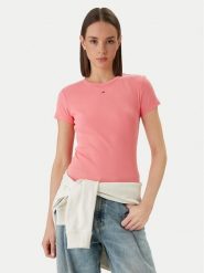 Tommy Jeans T-Shirt DW0DW17383 Różowy Slim Fit. Czerwone t-shirty damskie Tommy Jeans, s, bez wzorów, z bawełny, bez kołnierzyka. Za 149.99 zł.
