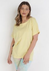 Żółty T-shirt Ammi. Żółte t-shirty damskie Born2be, s, bez wzorów, z bawełny, bez kołnierzyka. Za 29.99 zł.