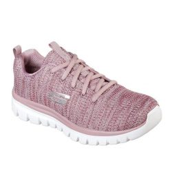 Buty do chodzenia damskie Skechers Twisted Fortune. Brązowe obuwie sportowe casual damskie Skechers, z materiału, bez zapięcia. Za 281.00 zł.