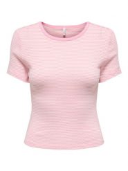 ONLY Koszulka w kolorze jasnoróżowym rozmiar: M. Różowe bluzki damskie Only, m, bez wzorów, z bawełny, bez kołnierzyka, bez ramiączek. Za 60.99 zł.