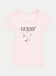 Guess T-Shirt K73I56 K8HM0 Różowy Regular Fit. Czerwone koszulki i t-shirty dziewczęce Guess, z aplikacjami, z bawełny, bez kołnierzyka, bez ramiączek. Za 79.99 zł.