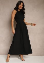 Czarna Rozkloszowana Sukienka z Bawełny z Kieszeniami Lirevane. Czarne sukienki damskie Renee, bez wzorów, z bawełny, eleganckie, bez ramiączek. W wyprzedaży za 111.99 zł.
