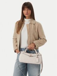 Guess Torebka Ella Logo HWPD97 46050 Kremowy. Białe kuferki damskie Guess, z aplikacjami, ze skóry, bez dodatków. Za 584.99 zł.